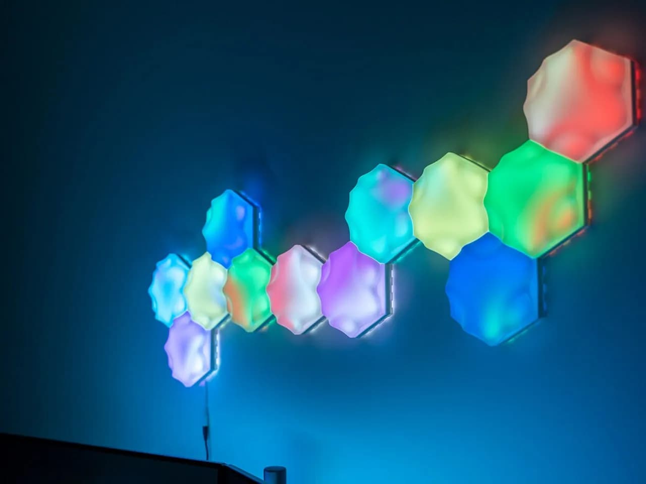 STL - Paneles de pared LED hexagonales render 2