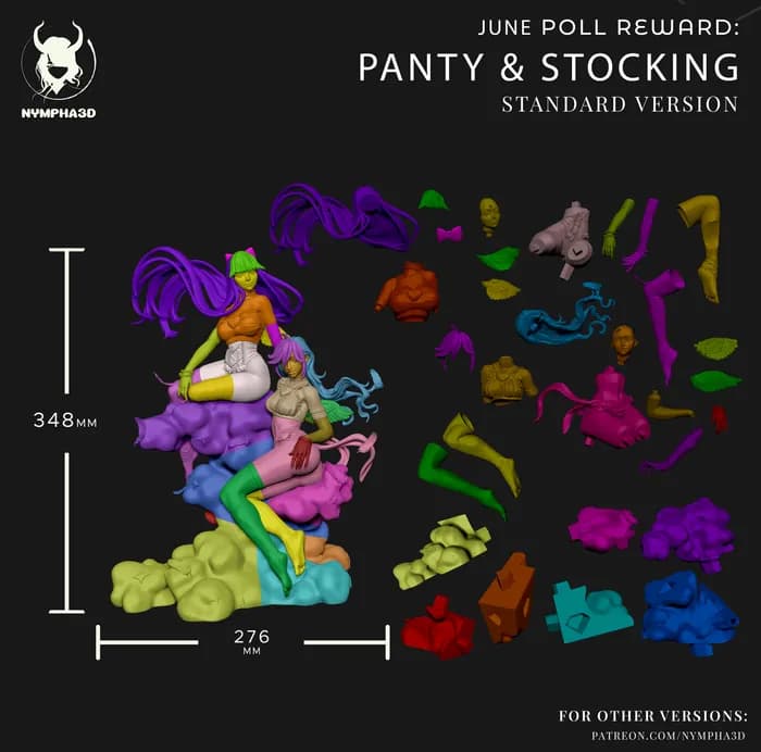 STL - Panty y Stocking en las nubes render 2