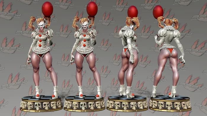 STL - Pennywise Girl Figura de Terror render 3
