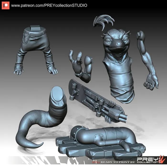 STL - Personaje con patineta render 3