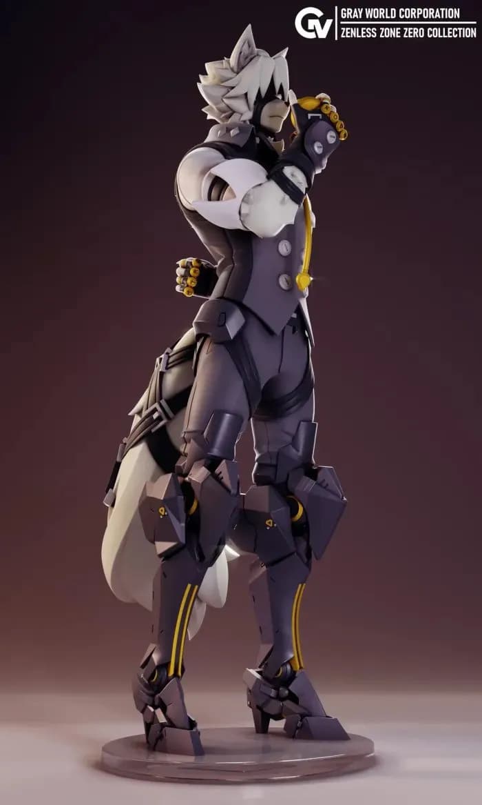 STL - Personaje lobo estilo anime render 4