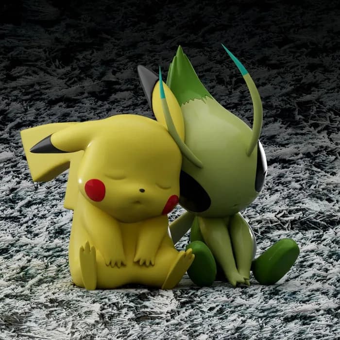 STL - pikachu and celebi napping snk3d