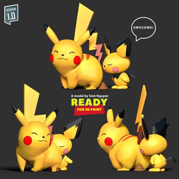 STL - pikachu and pichu