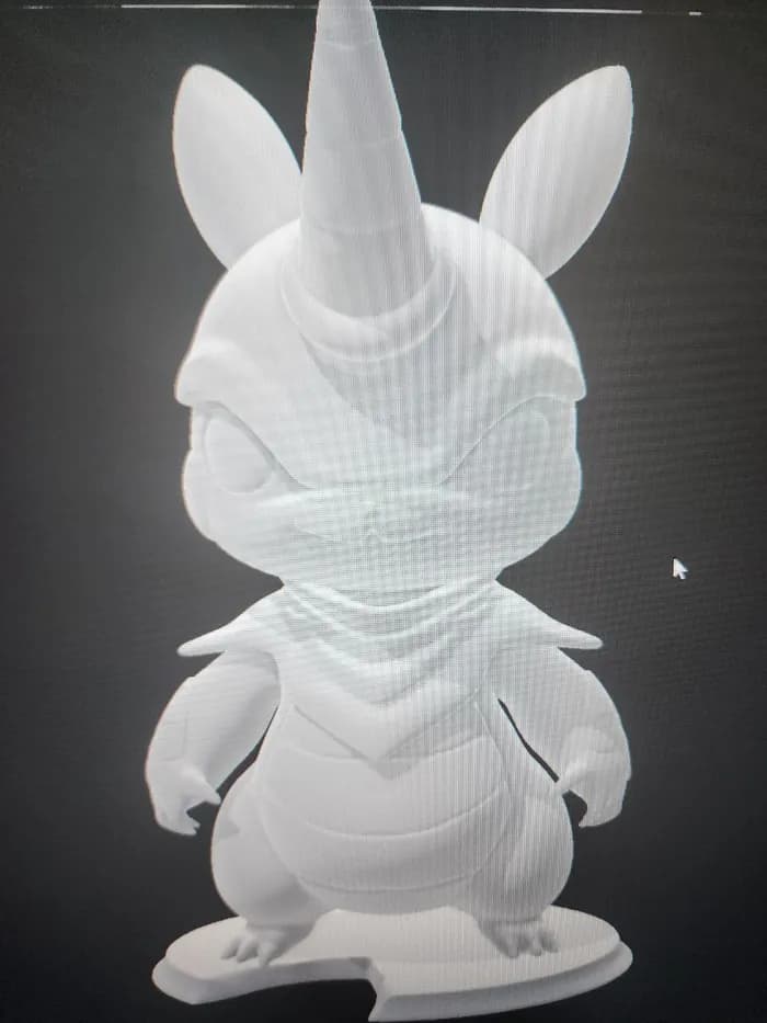 STL - Pikachu con cuerno y armadura render 2