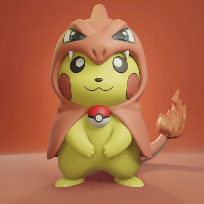 STL - pikachu cosplay charmander