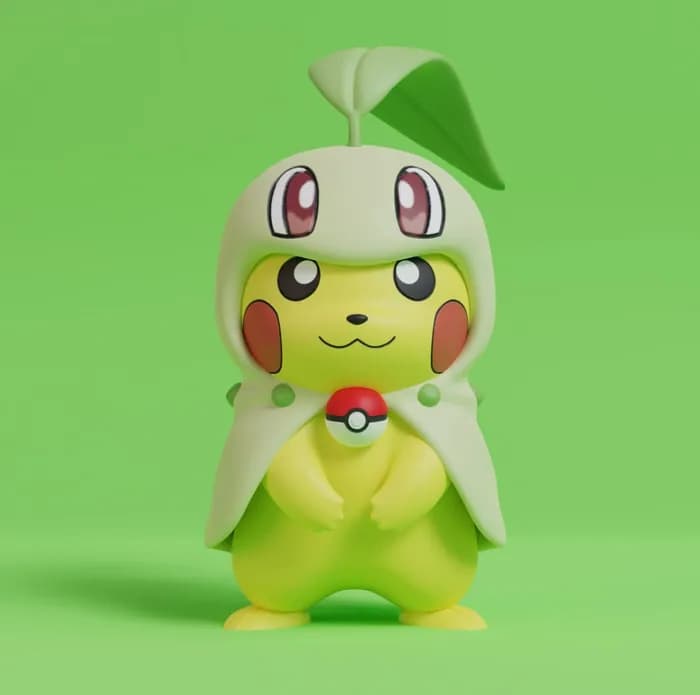 STL - pikachu cosplay chikorita
