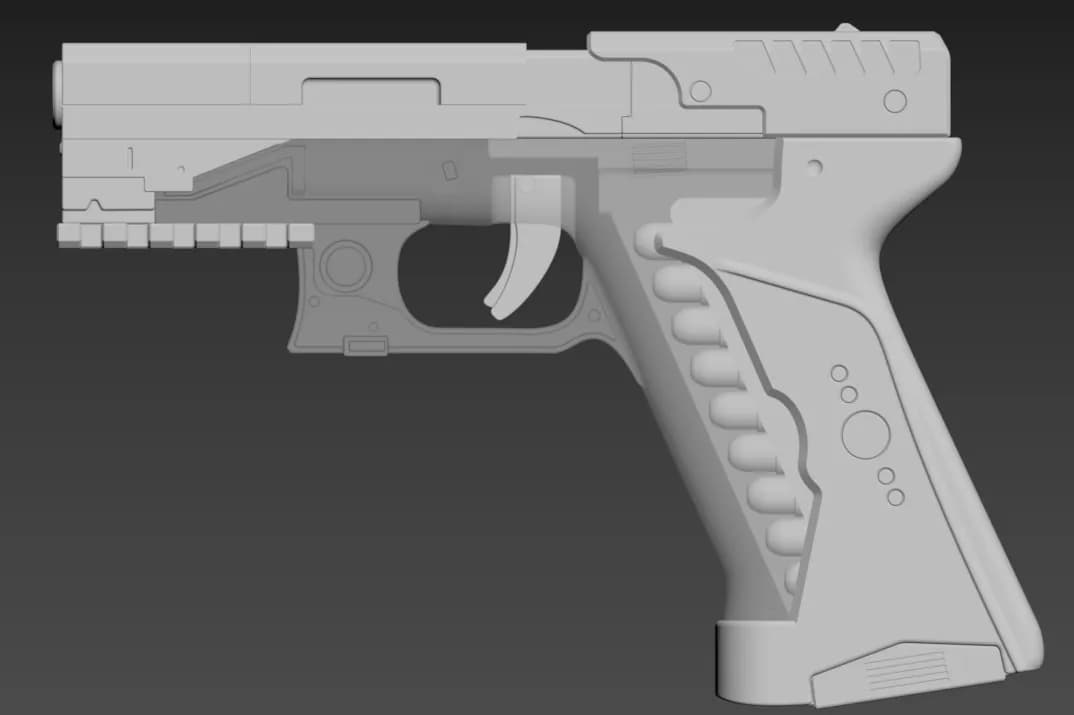 STL - Pistola 9mm Estilo Moderno render 2