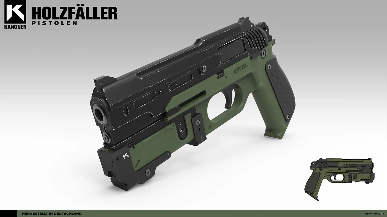 STL - Pistola Holzfäller "Kanone" render 2
