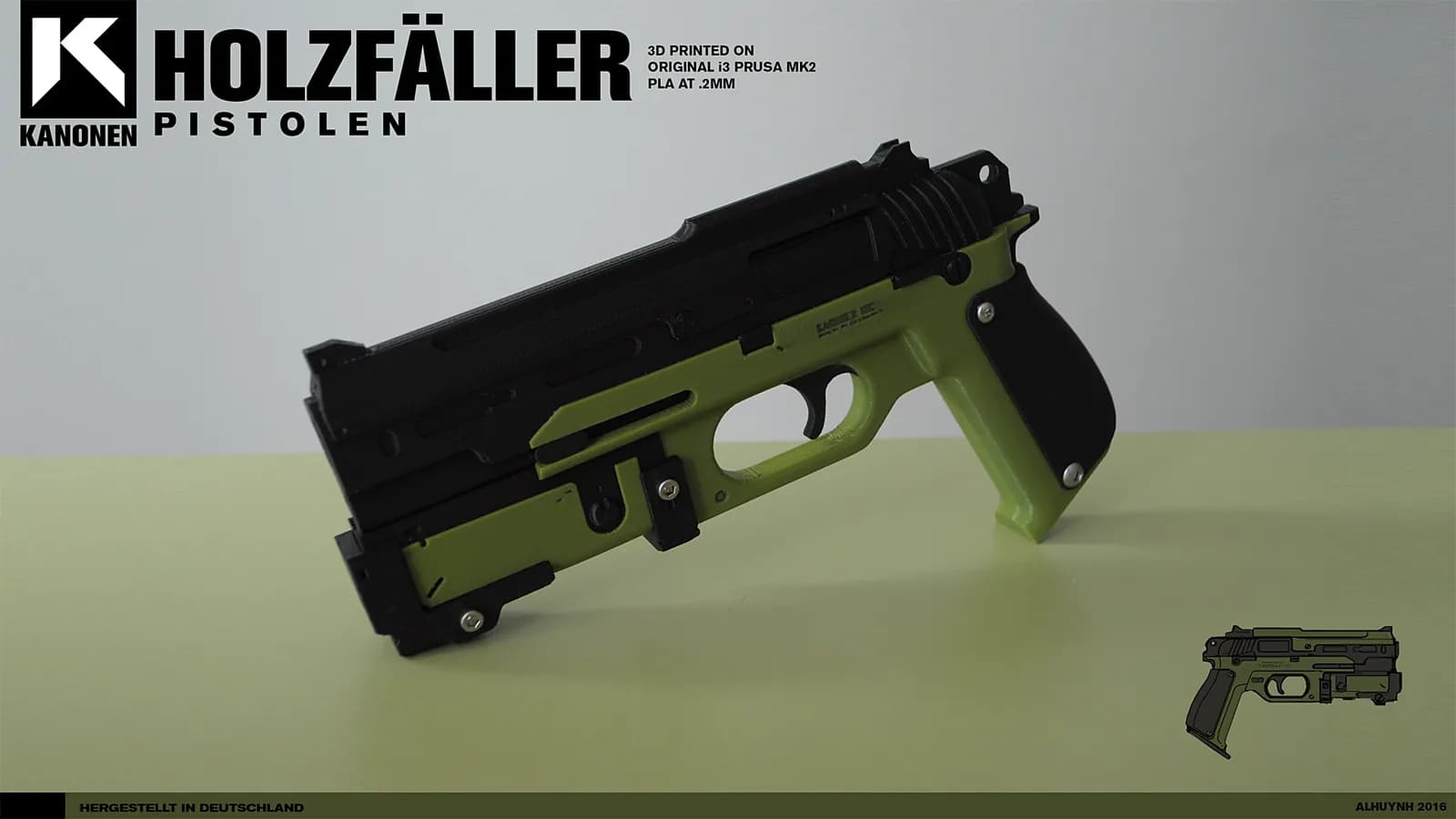 STL - Pistola Holzfäller "Kanone" render 3
