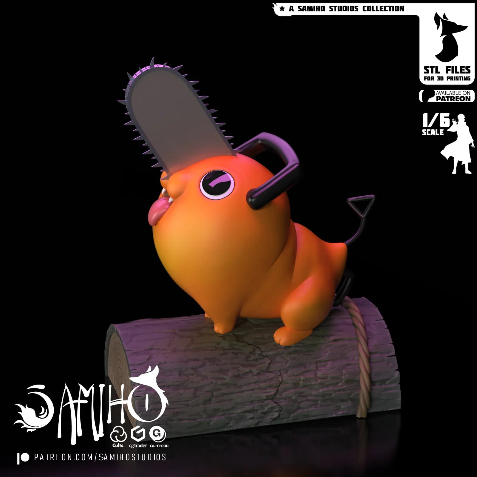 STL - Pochita motosierra render 3