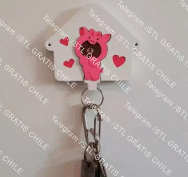 STL - Porta llaves osita rosa