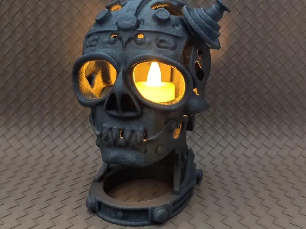STL - Porta vela LED calavera steampunk