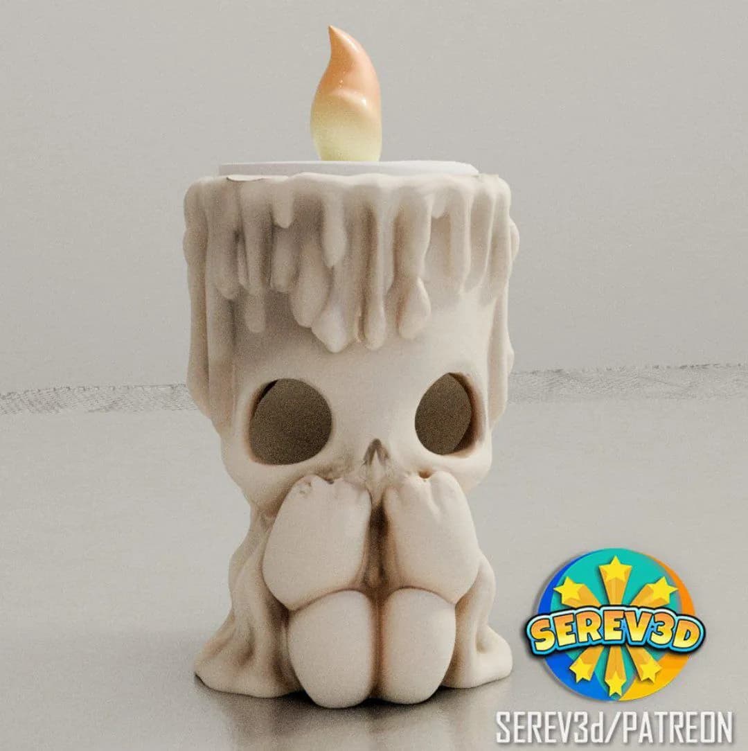 STL - Porta velas calavera con cera