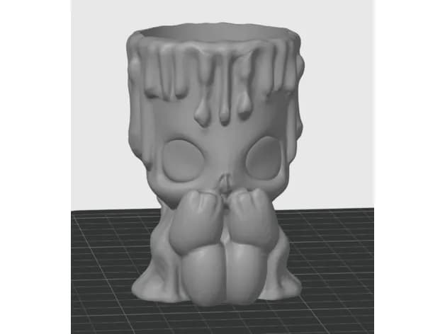 STL - Porta velas calavera con cera render 3