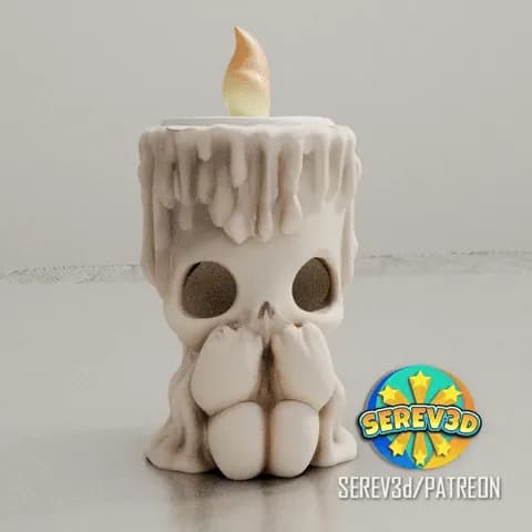 STL - Porta velas calavera con cera render 5