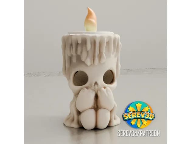 STL - Porta velas calavera con cera