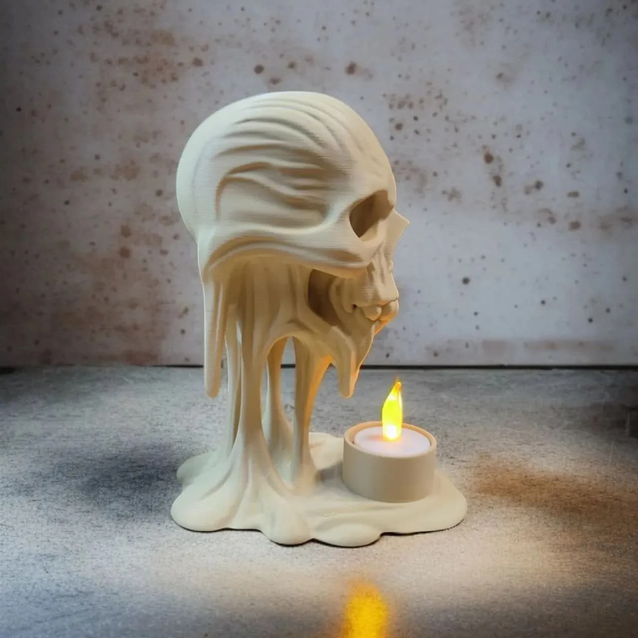STL - Porta velas calavera fundida render 2