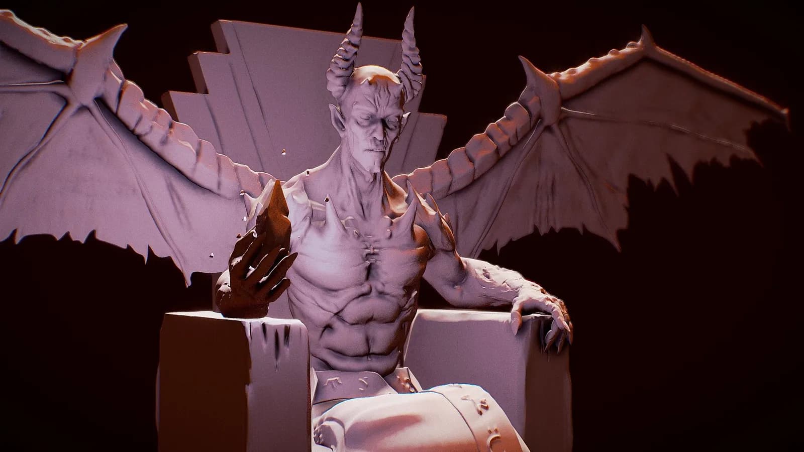 STL - Porta velas gárgola demonio render 2