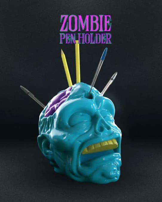 STL - Portalápices cabeza zombie