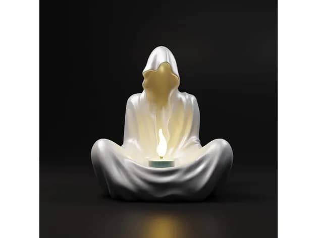 STL - Portavelas de monje meditando render 3