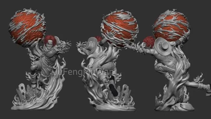 STL - Portgas D. Ace One Piece 2 render 2