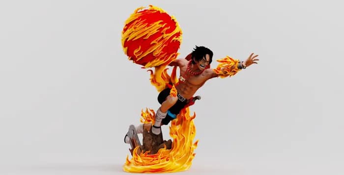 STL - Portgas D. Ace One Piece 2 render 3