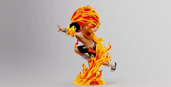 STL - Portgas D. Ace One Piece 2 render 4