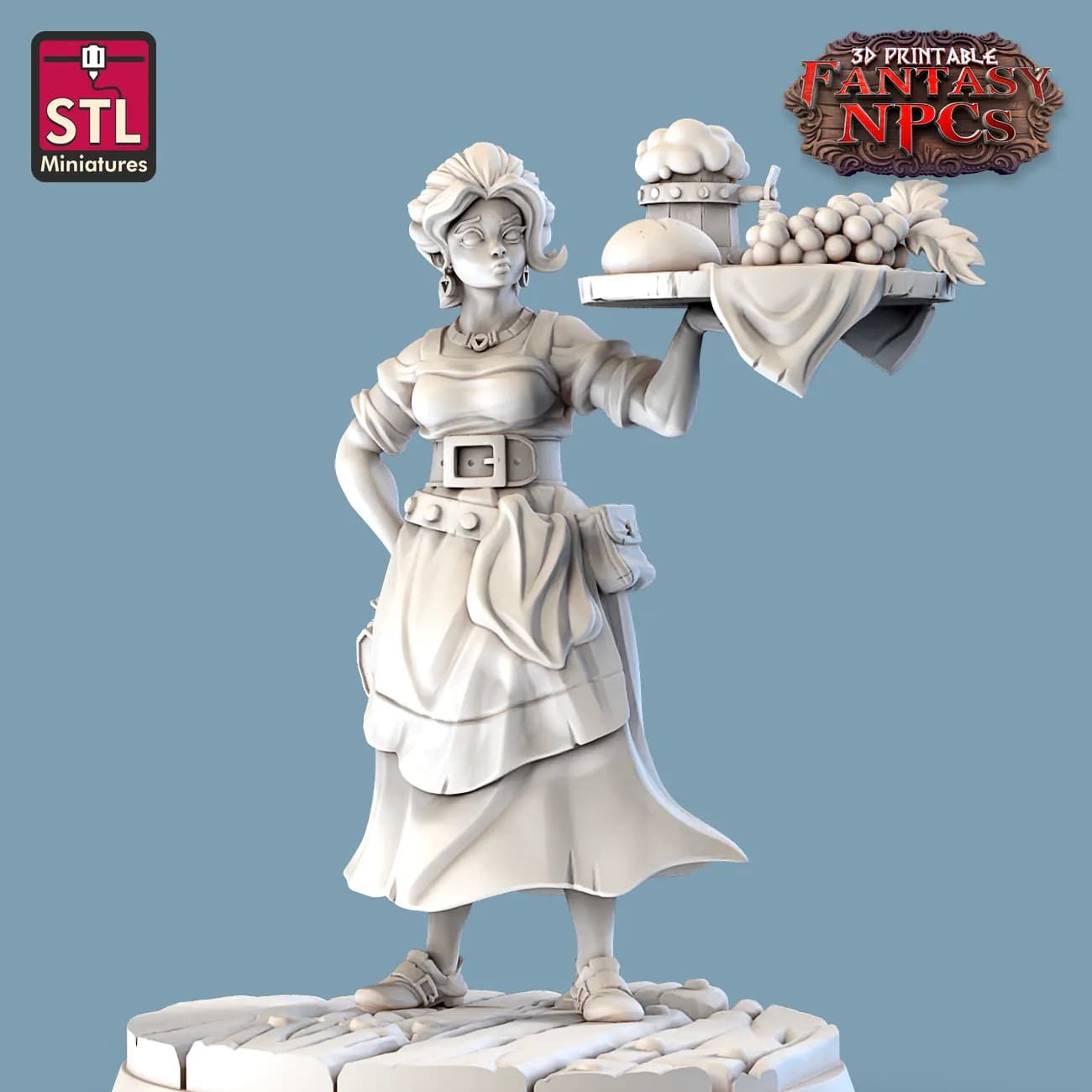 STL - Posadera de fantasía con bandeja render 2