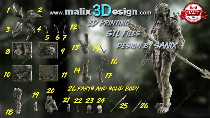 STL - Predator 1 figura detallada