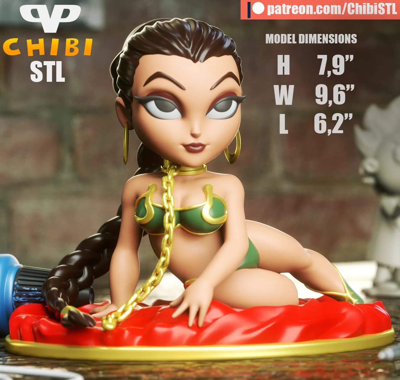 STL - Princesa Leia Esclava Chibi render 2