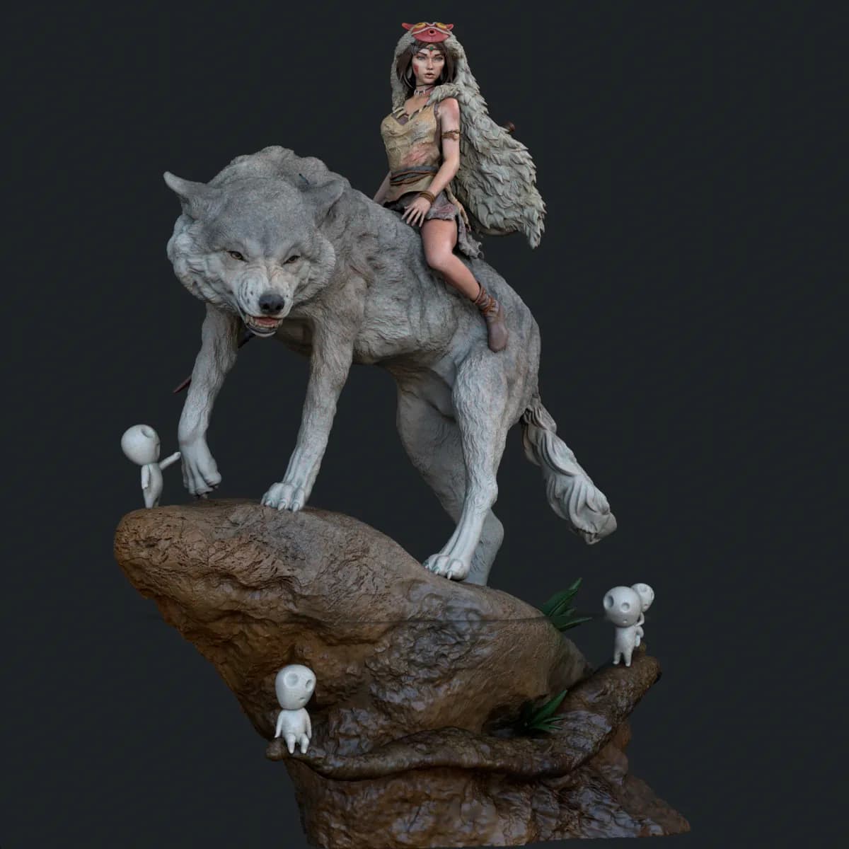 STL - Princesa Mononoke en lobo