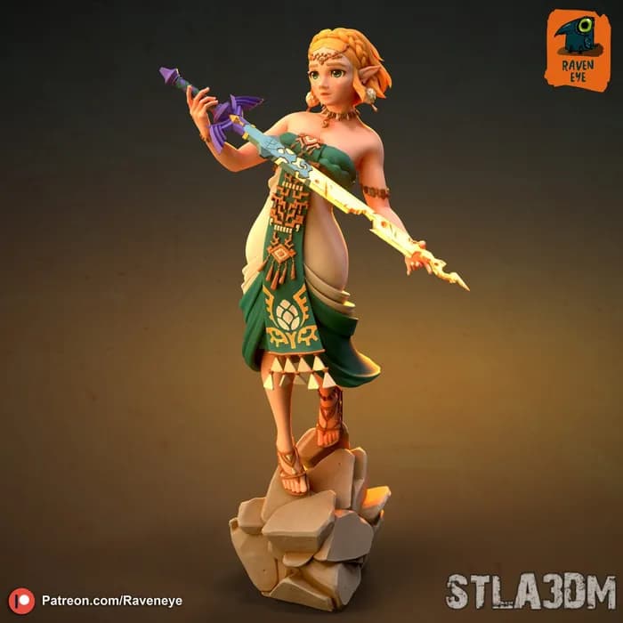 STL - Princesa Zelda Espada Maestra render 2