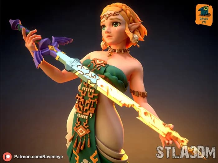 STL - Princesa Zelda Espada Maestra render 5