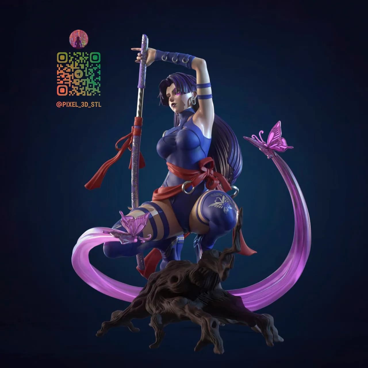 STL - Psylocke figura de accion render 2