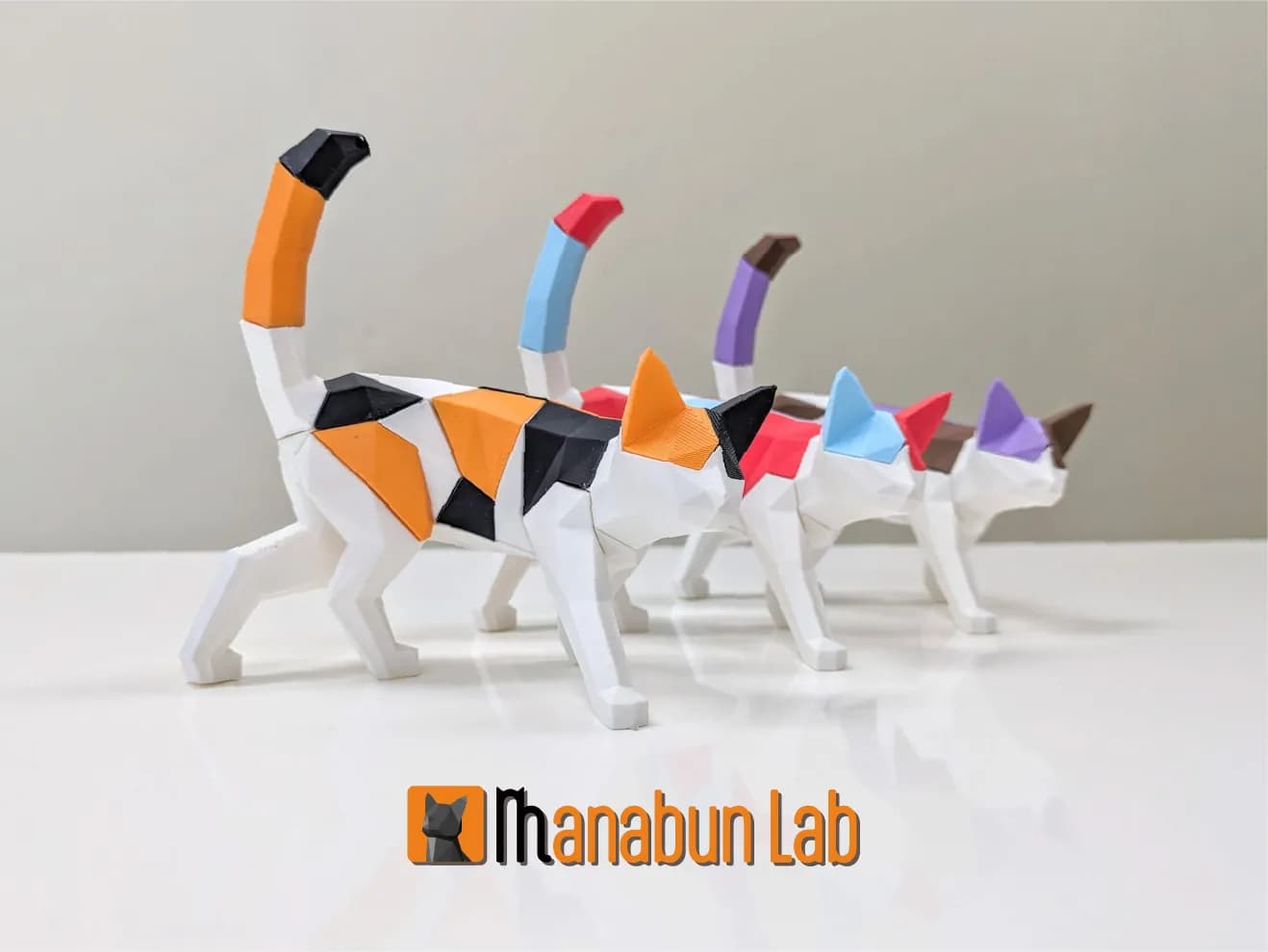 STL - Puzzle de Gato Low Poly render 4