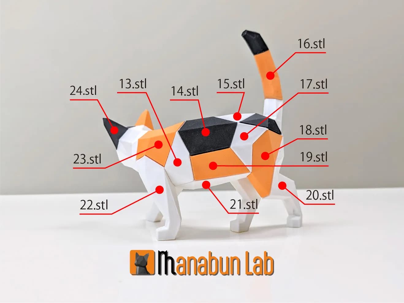 STL - Puzzle de Gato Low Poly