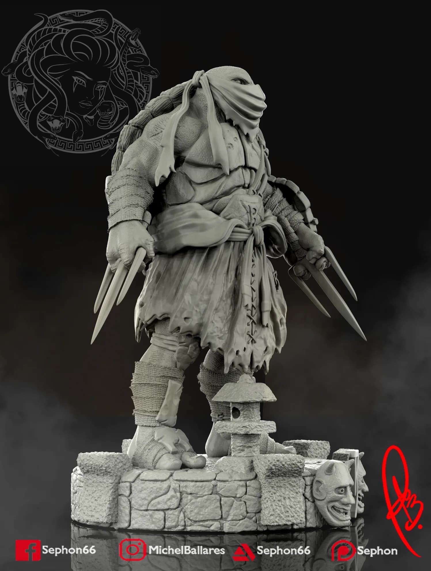 STL - Raphael Ninja Tortuga 2 render 4