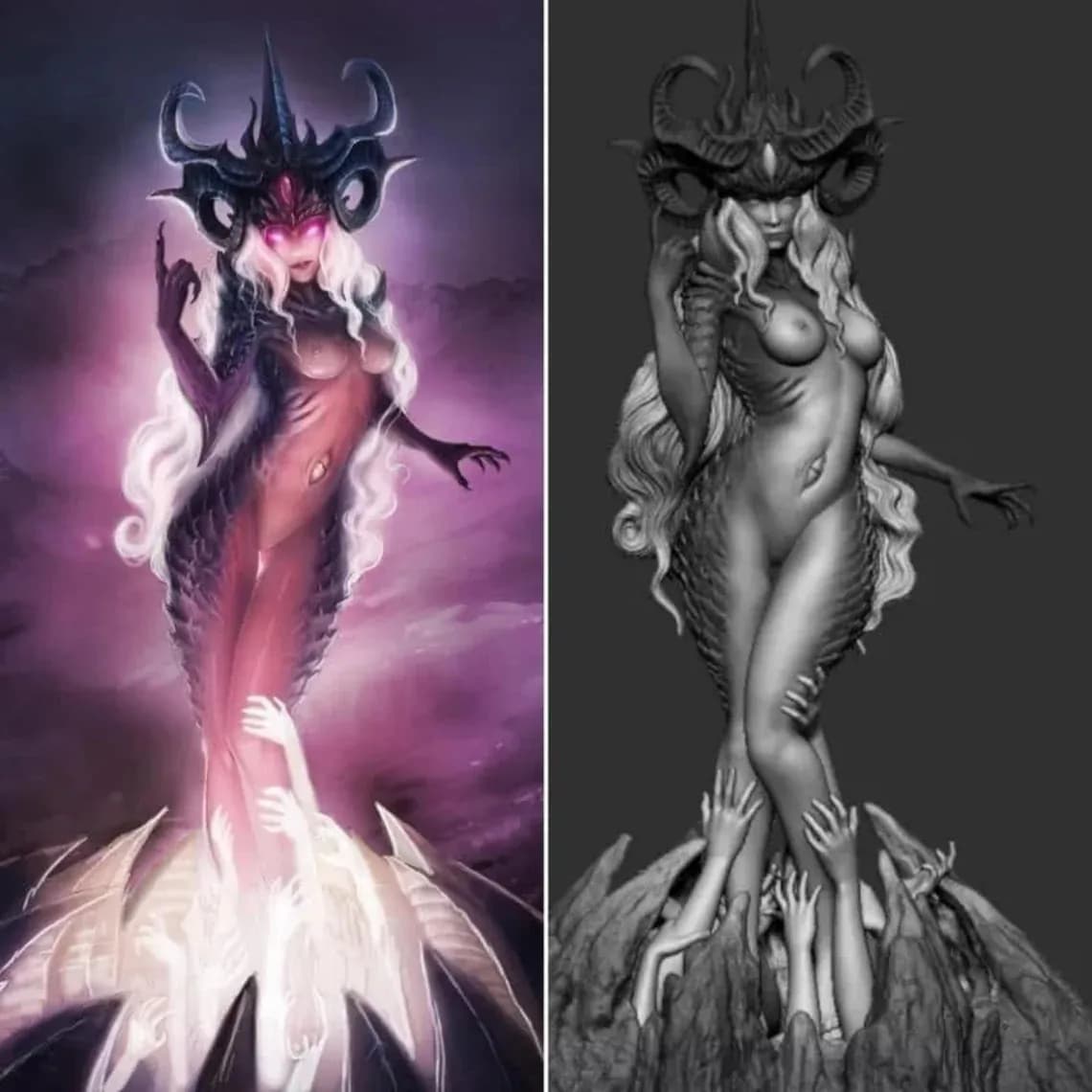 STL - Reina Demoníaca de las Sombras render 2