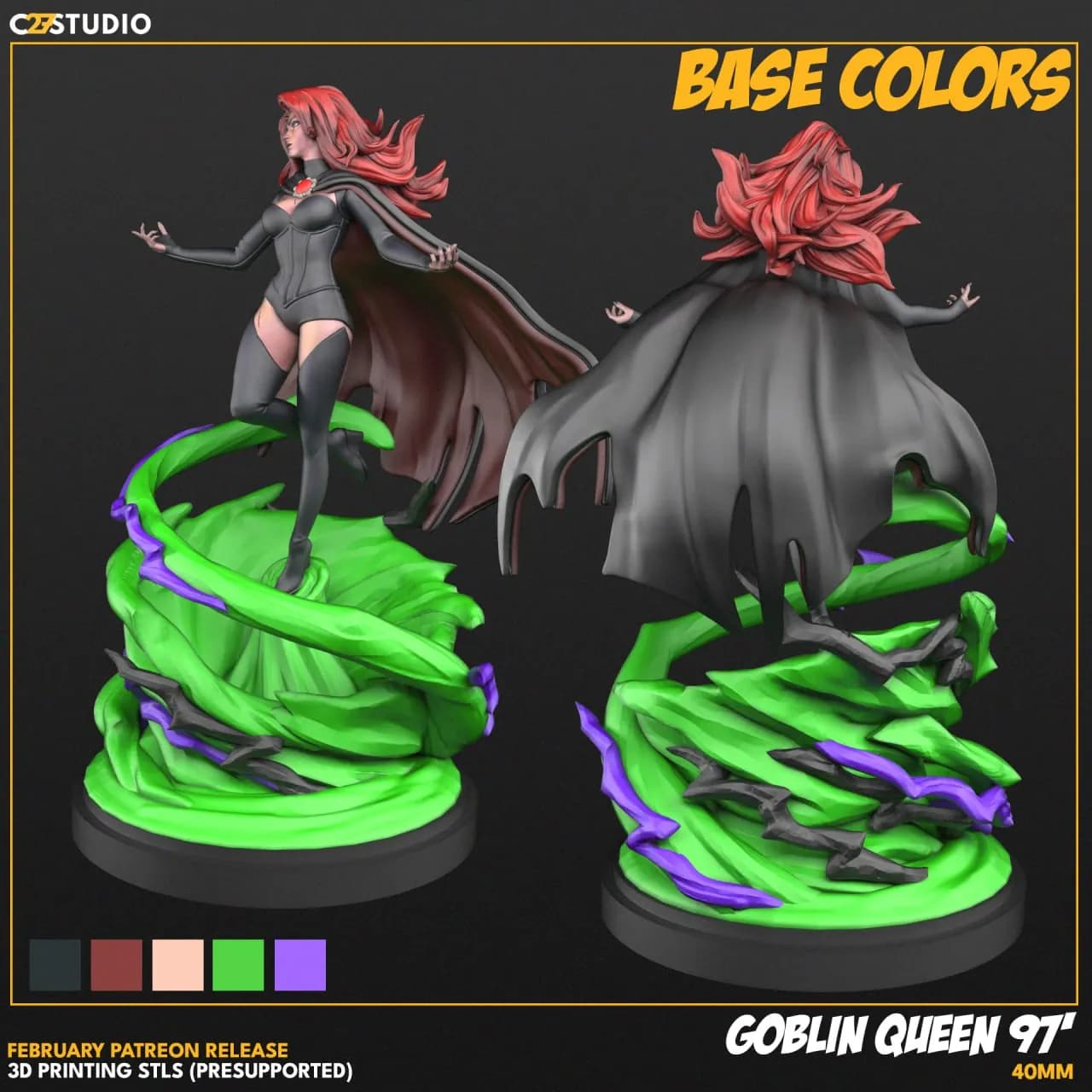 STL - Reina Goblin con pose dinámica render 2