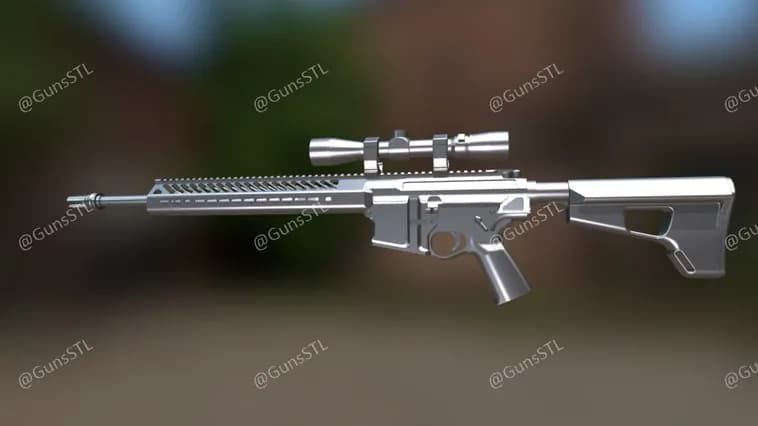 STL - Rifle AR 10 con mira telescópica