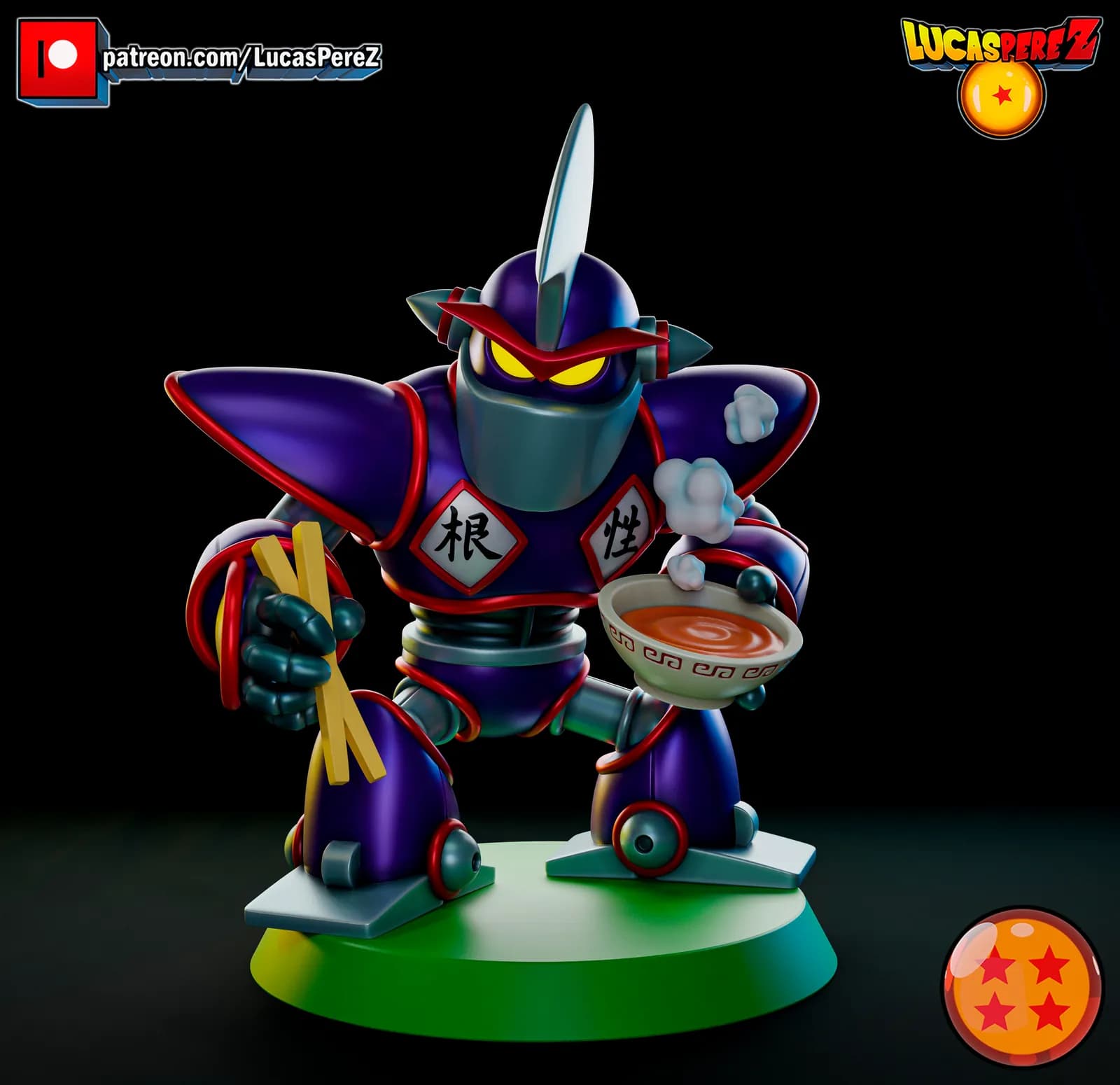 STL - Robot Oolong comiendo ramen render 5