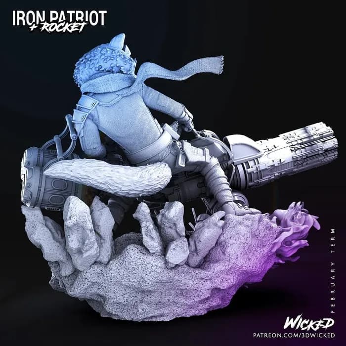 STL - Rocket Raccoon en moto render 4