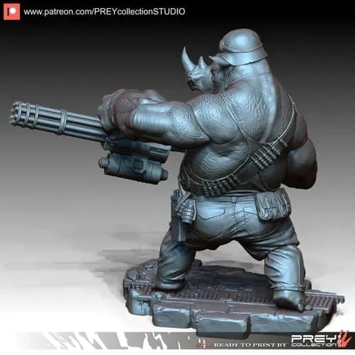 STL - Rocksteady con minigun render 2