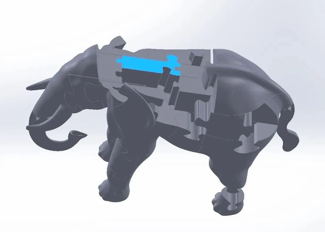 STL - Rompecabezas 3D de Elefante render 2