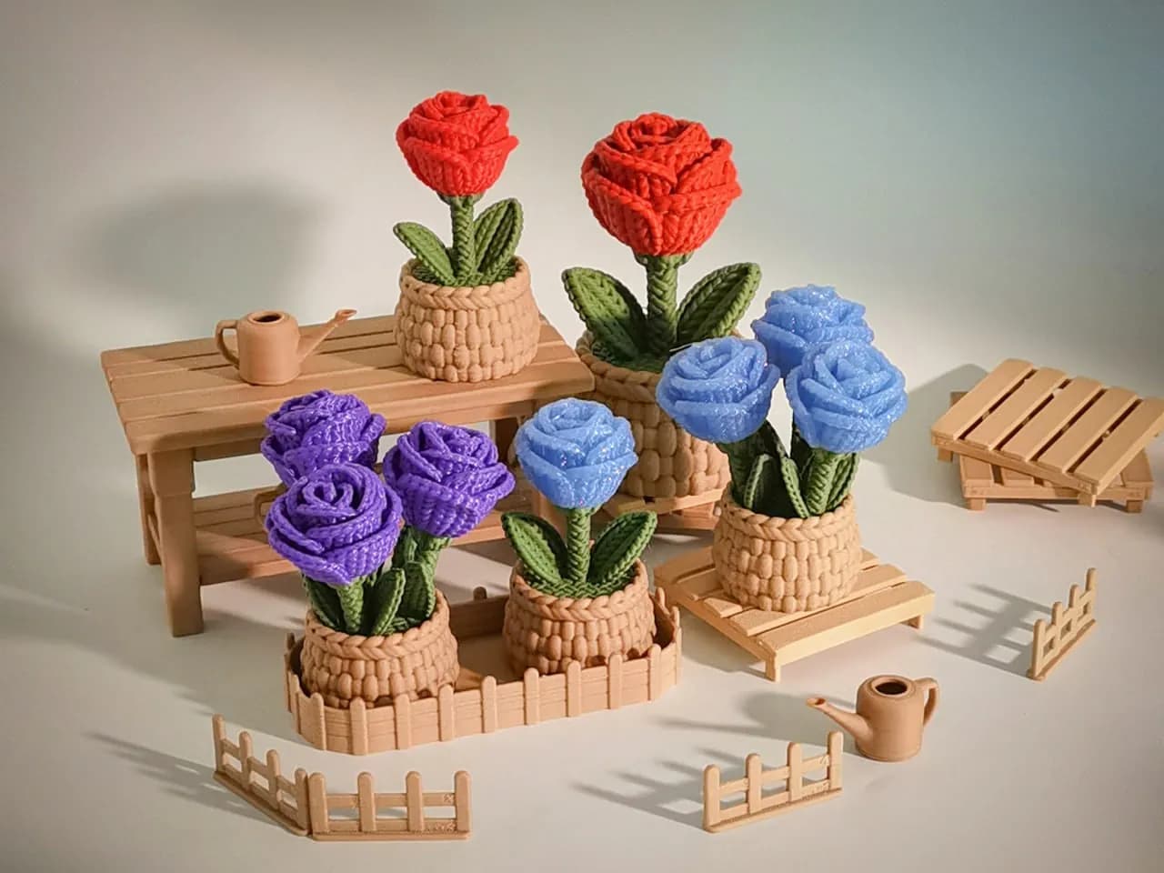 STL - Rosas tejidas a mano render 2