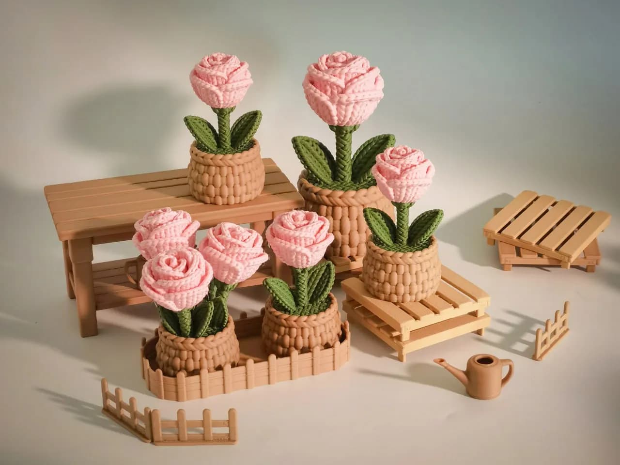 STL - Rosas tejidas a mano render 3