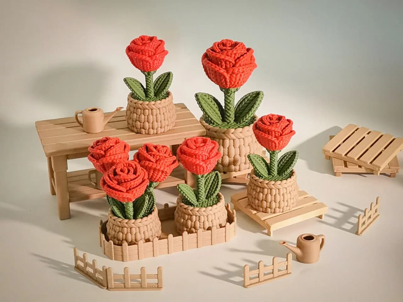 STL - Rosas tejidas a mano render 4
