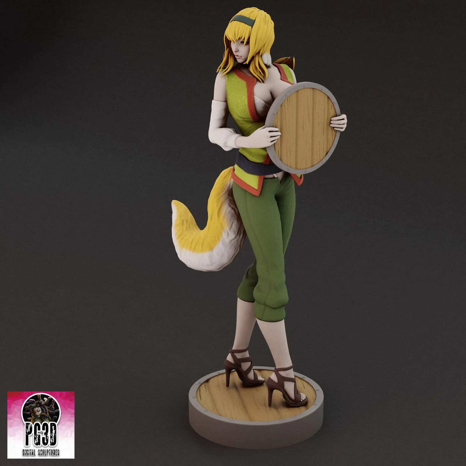 STL - Roxanne, chica zorro guerrera render 2