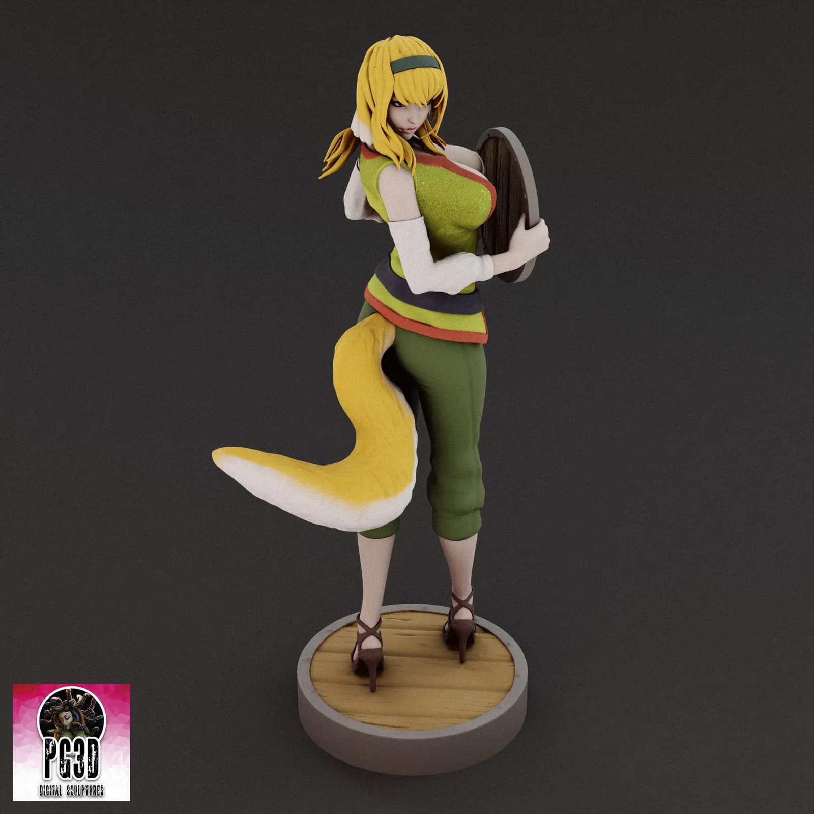 STL - Roxanne, chica zorro guerrera render 4
