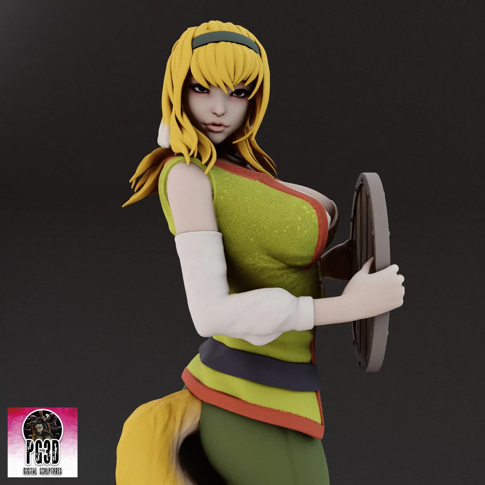 STL - Roxanne, chica zorro guerrera render 5